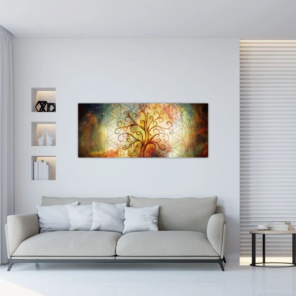 Tablou abstract cu copac (120x50 cm)