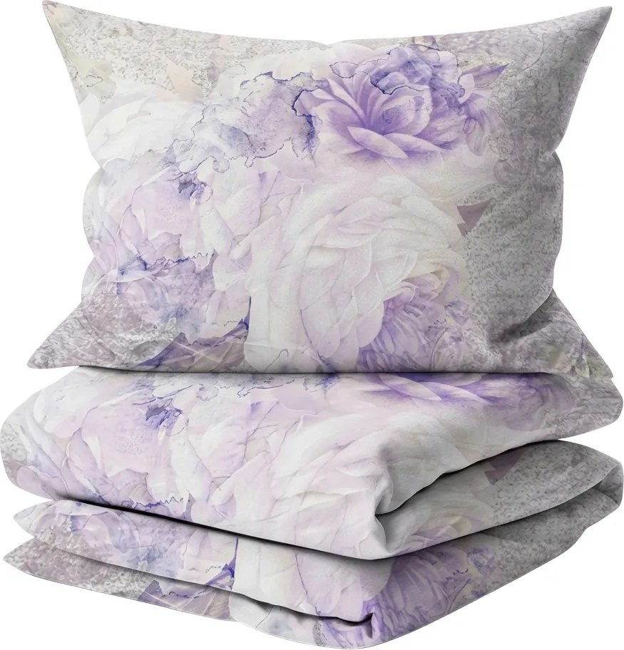 Lenjerie de pat din satin de bumbac KATRIN WHITE mov Dimensiune lenjerie de pat: 2 buc 60 x 70 cm | 200 x 200 cm