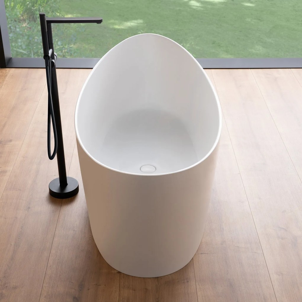 Cada baie freestanding ovala, compozit, 160 x 71 cm, Foglia Wave