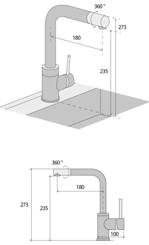 Concept BDG4327BC - Baterie pentru chiuvetă, 27,3 cm, granit/negru