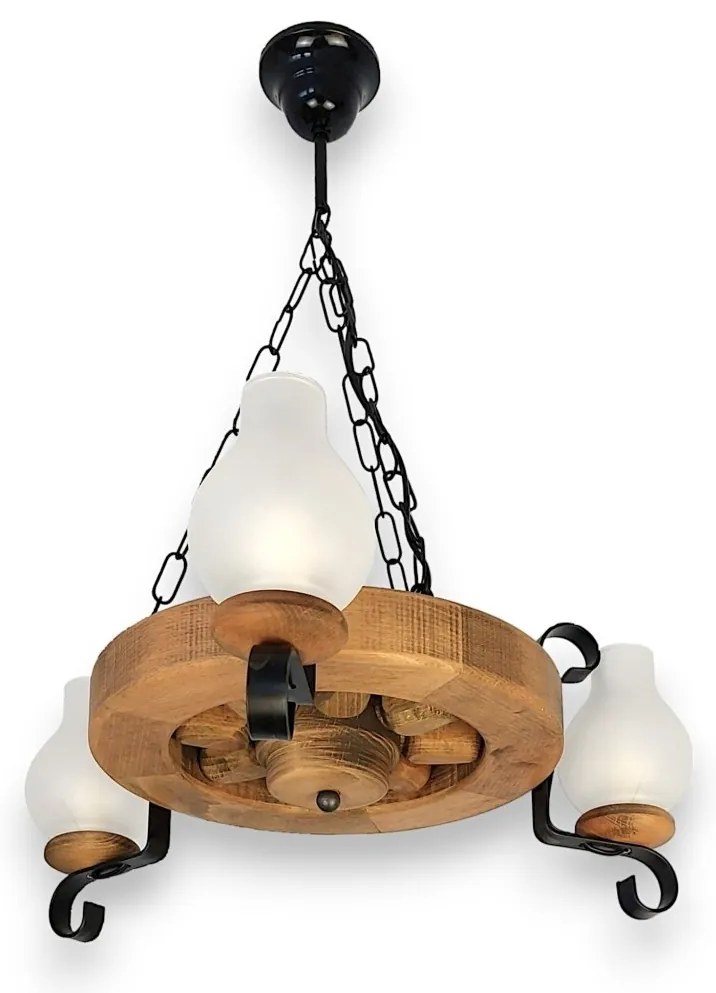 Candelabru rustic fabricat manual din lemn Roata 3L