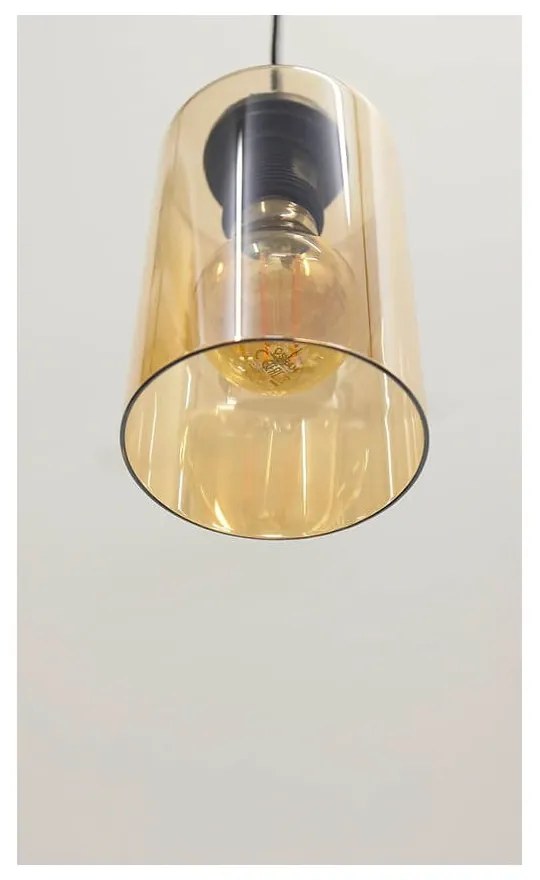 Lustră neagră cu abajur din sticlă ø 10 cm Bistro – Candellux Lighting