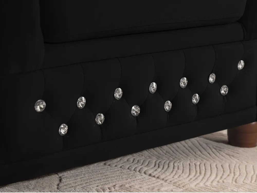 Colțar negru extensibil cu tapițerie din catifea (cu colț pe partea stângă/în formă de ”L”) York Blik – Ropez