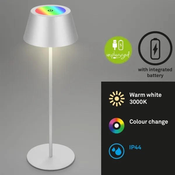 Brilo - Lampă de birou LED RGB KIKI reîncărcabilă cu control tactil LED/2,6W/5V IP44 2600 mAh argintie