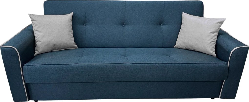 Canapea VERA extensibila, 3 locuri, lada de depozitare, stofa bleumarin + gri, 225x90x90 Bleumarin + Gri, Stofa