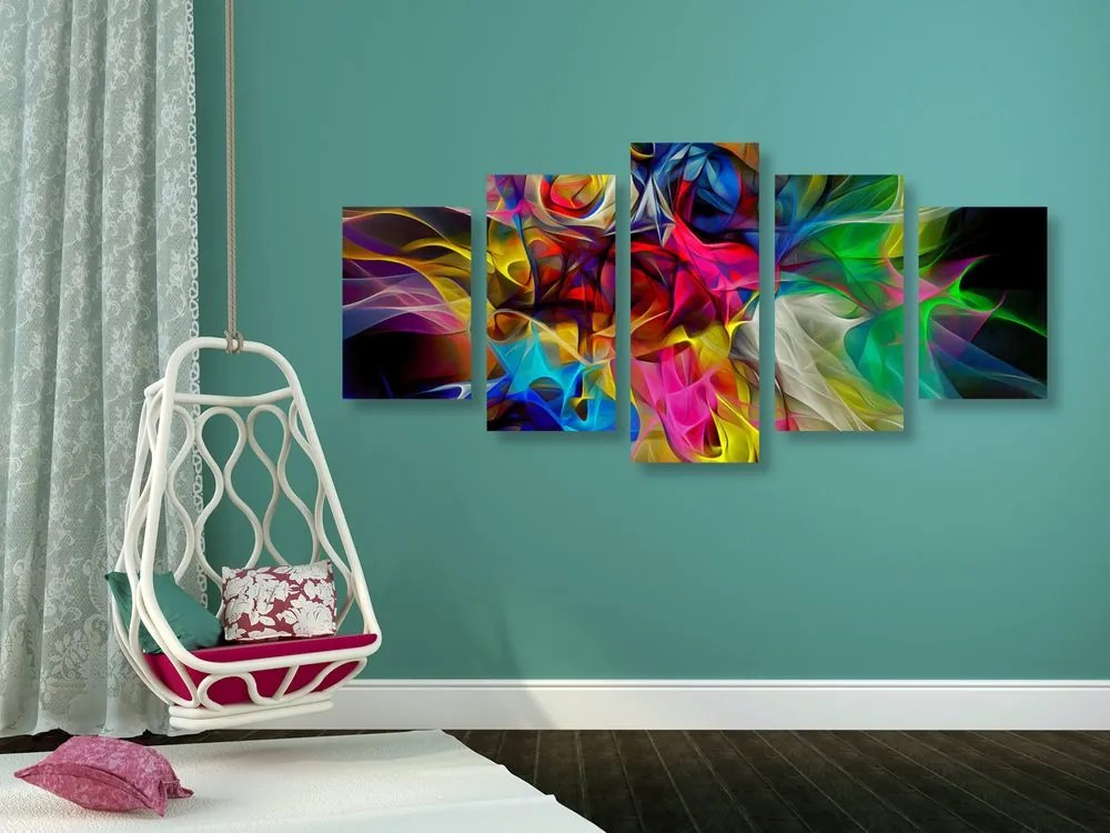 Tablou 5-piese haos colorat abstract