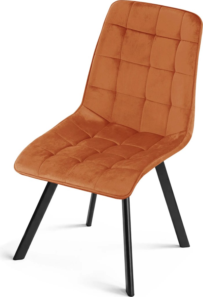 Scaun de sufragerie CIEZA VELVET cu picioare negre, teracota