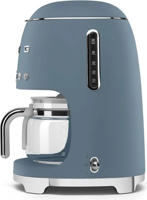 Cafetiera electrica Smeg DCF02SBMEU, 1050 W, 1,4 l,Cana de 1,25 l, Pana la 10 cesti, Sistem anti-fierbere, Albastru cenusiu