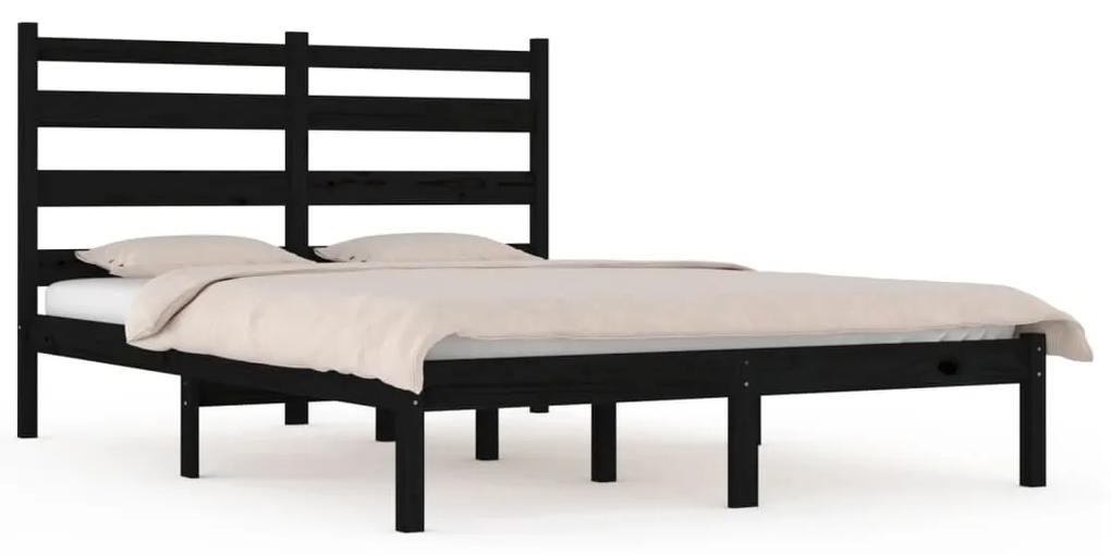 3103652 vidaXL Cadru de pat, negru, 140x190 cm, lemn masiv de pin