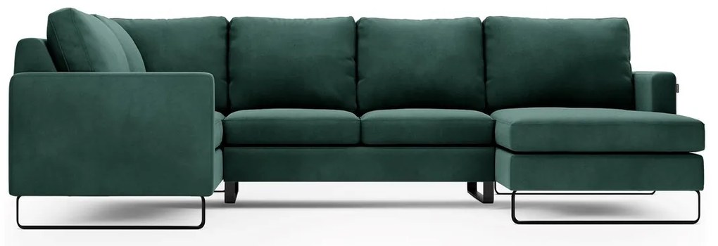 Canapea verde inchis in forma de U, CORNI, inchisa