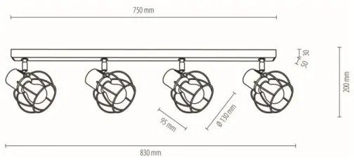 Spot de tavan Spot-Light 26114404 PHIPHI 4xE27/60W/230V stejar