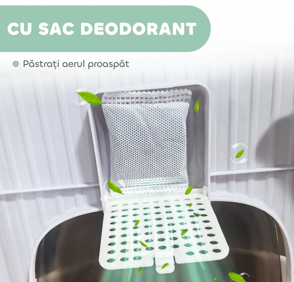 PawHut Litieră pentru Pisici Închisă cu 2 Uși, Tavă și Deodorizant, Verde | Aosom Romania