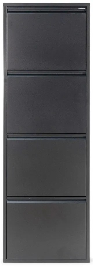 Pantofar negru cu deschidere înclinată din metal 50x150x22 cm Billy – Spinder Design