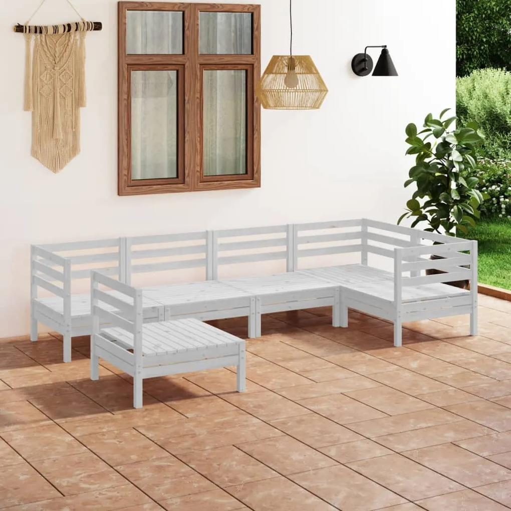 3082728 vidaXL Set mobilier de grădină, 6 piese, alb, lemn masiv de pin