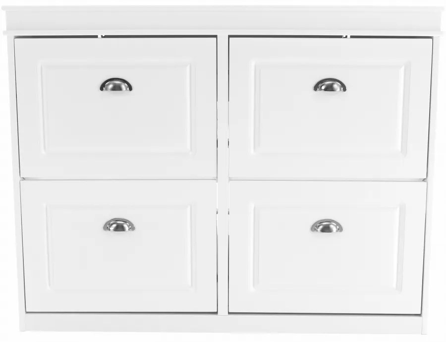 Pantofar, 4 compartimente, alb, mdf alb