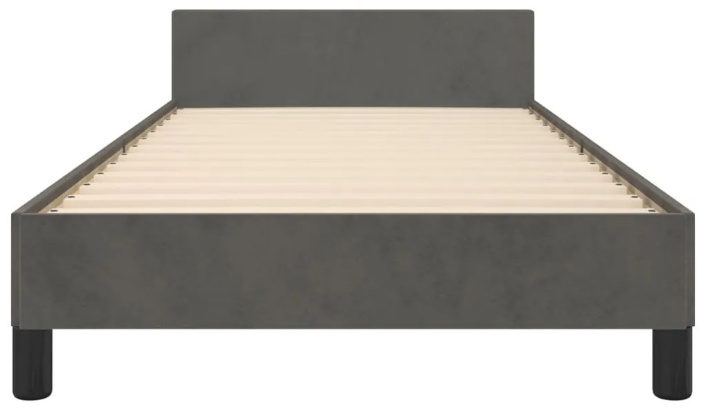 Cadru de pat cu tablie, gri inchis, 80x200 cm, catifea Morke gra, 80 x 200 cm, Nasturi de tapiterie