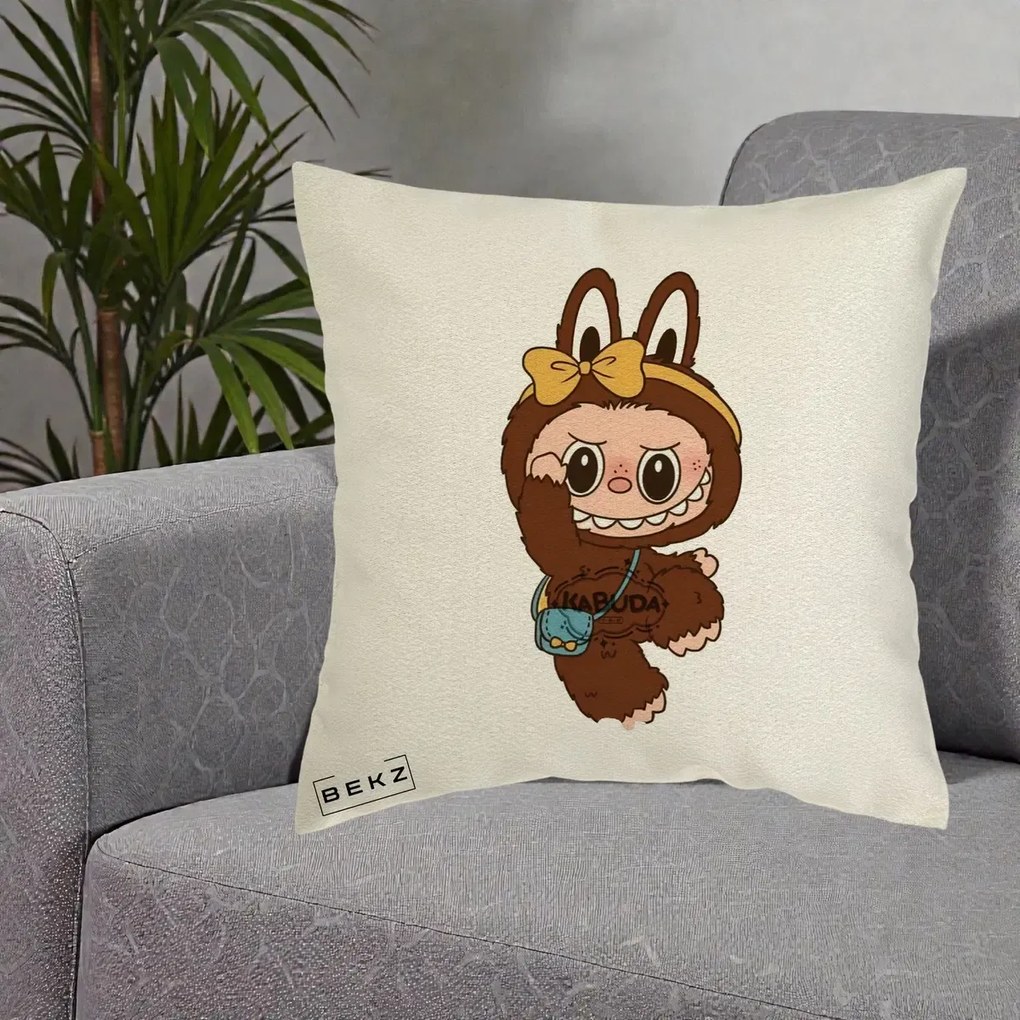 Perna Personalizata Kabuda Maro cu Funda Aurie, 40x40 cm, Ecru, Husa Detasabila, Perna Inclusa, BEKZ®