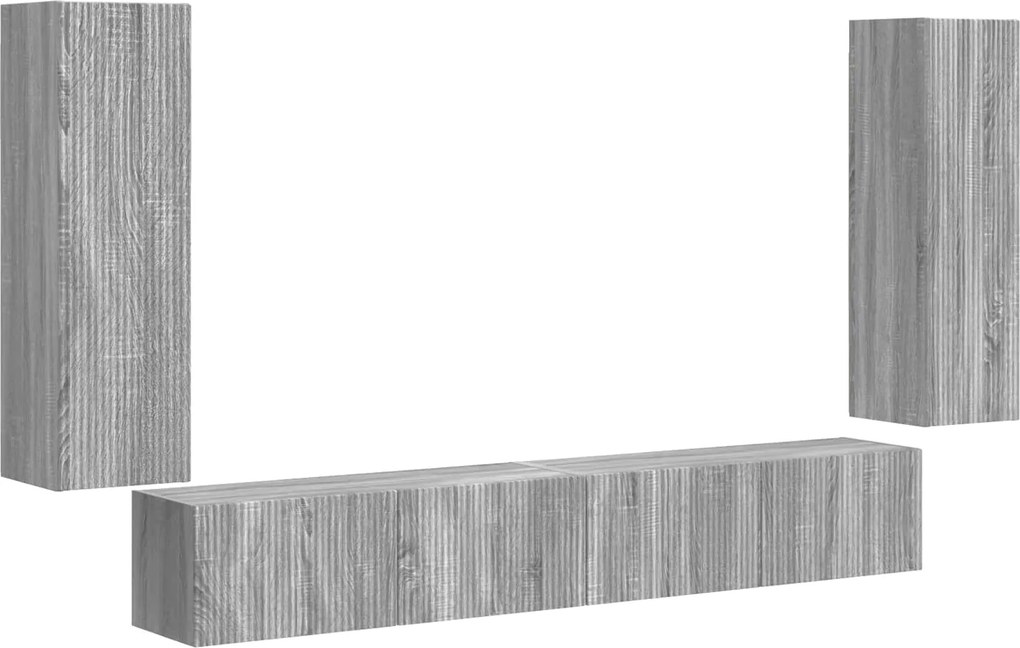 vidaXL Set Dulap pentru Televizor Montat pe Perete 4 pcs Gri Sonoma