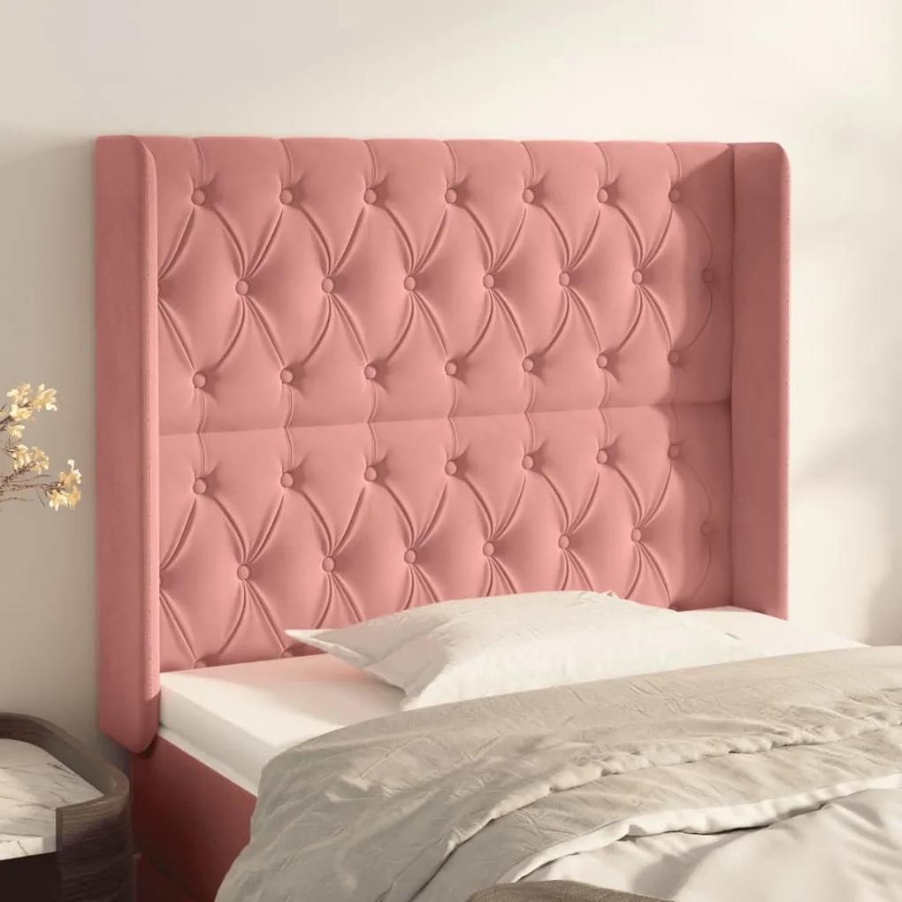 3119963 vidaXL Tăblie de pat cu aripioare, roz, 103x16x118/128 cm, catifea