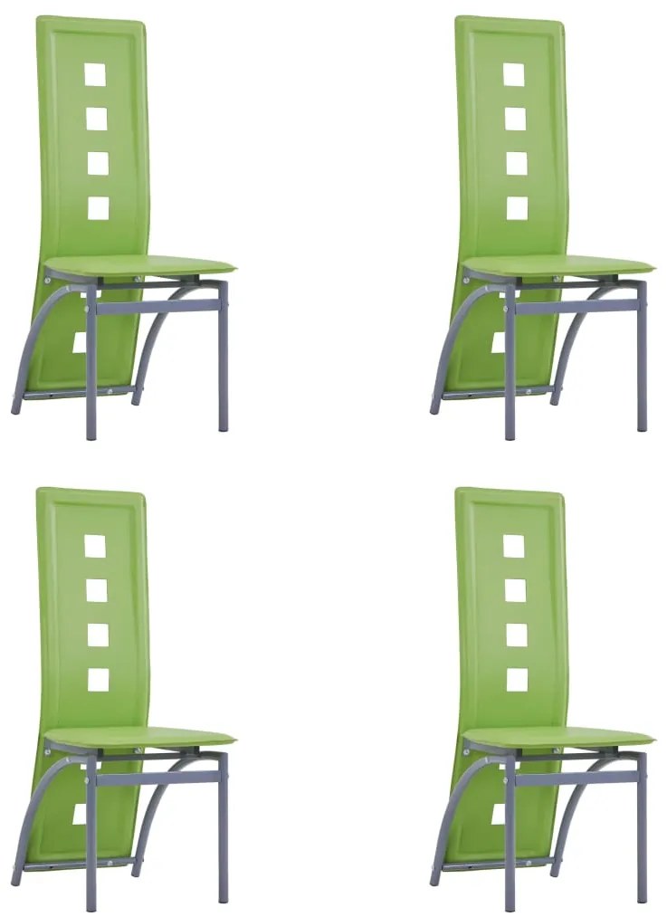 281718 vidaXL Scaune de bucătărie, 4 buc., verde, piele ecologică