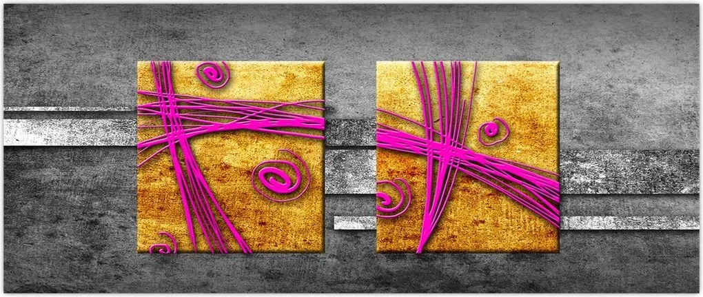 Tablou - Pătratr colorate pe fond negru (120x50 cm)