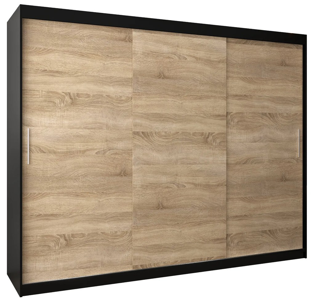 Dulap de haine 250 cm Toki (negru mat + stejar sonoma). 1064866