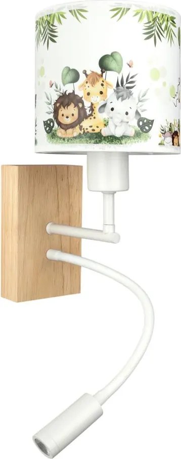 Brilagi - LED Flex. lampă BOBO WOOD 1xE27/25W/230V + LED/3W stejar/alb/verde/junglă