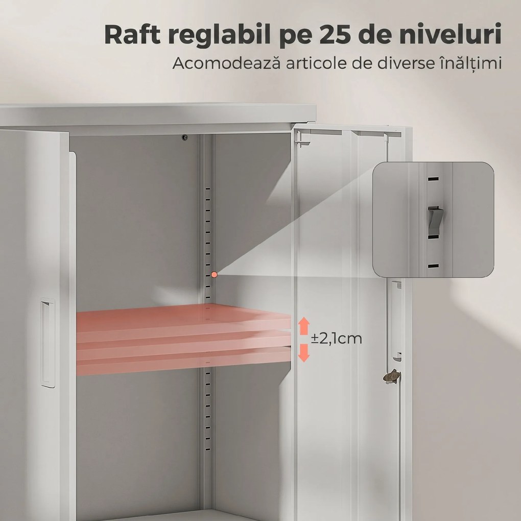 HOMCOM Dulap pentru Birou cu Raft Interior Reglabil și Sertar Alb | Aosom Romania