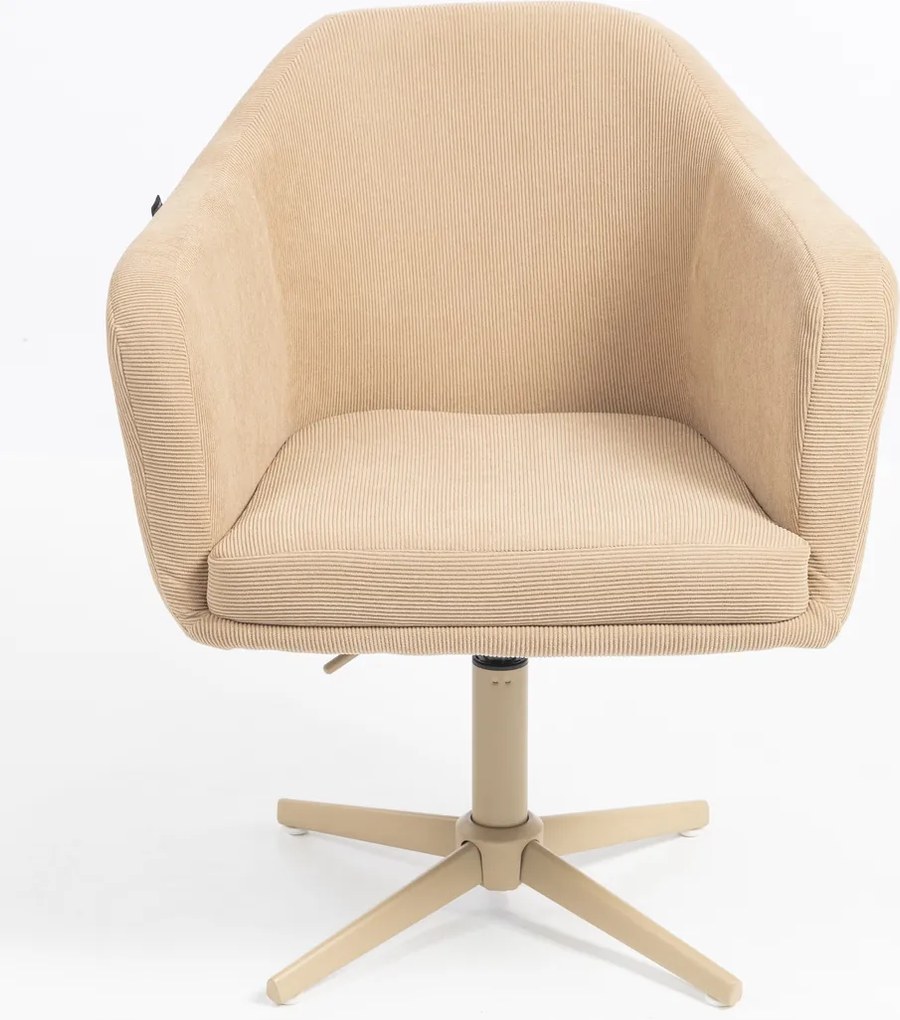 HR832CROSS Scaun Catifea Reiată Premium culoare Bej Ghimbir cu Bază Crem