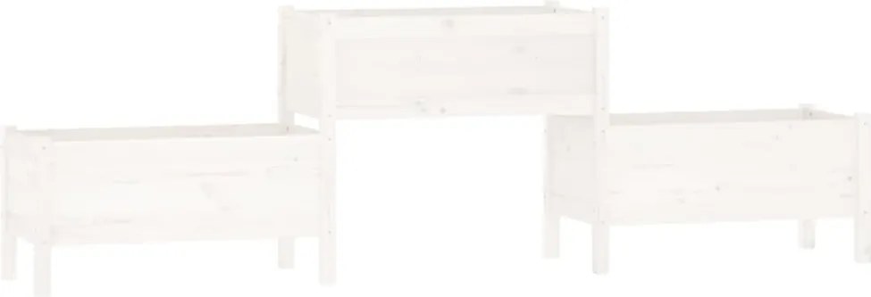 vidaXL Jardinieră, alb, 245,5x44x75 cm, lemn masiv de pin