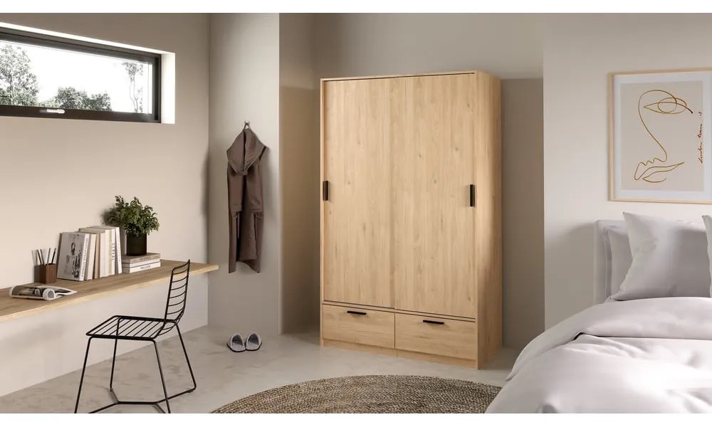 Șifonier cu aspect de lemn de stejar cu ușă glisantă 121x200 cm Line – Tvilum