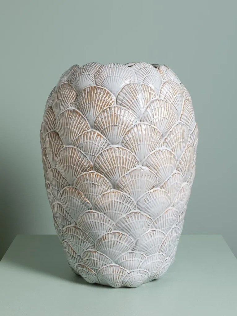 Vas decorativ din ceramica cu design scoici , H42.5cm , "Pecten"