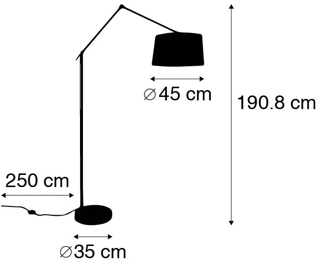 Lampa de podea moderna din otel cu abajur din in negru 45 cm - Editor