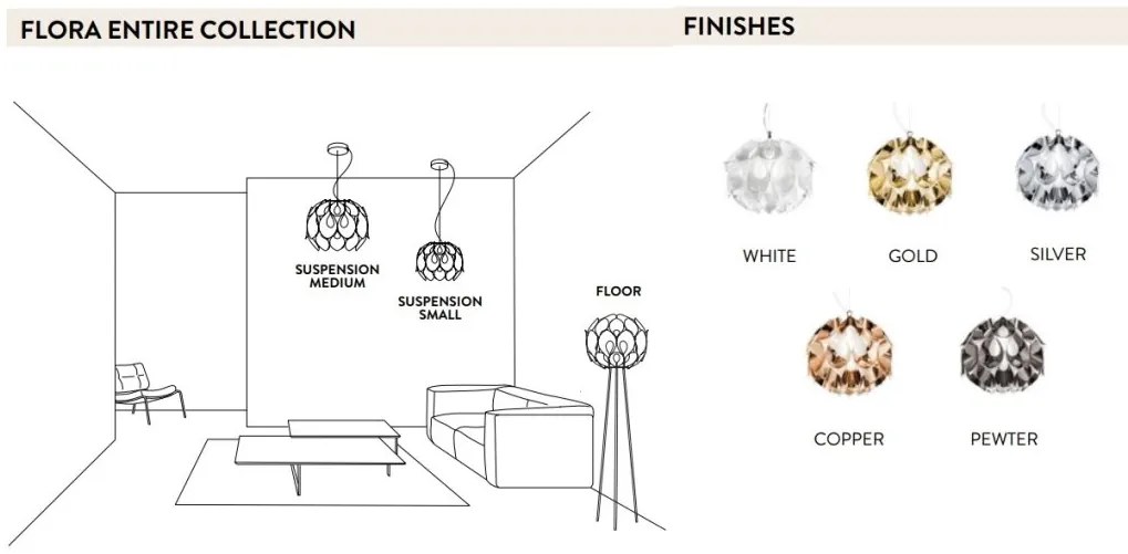 Lustra realizata manual Flora Mediu Pewter