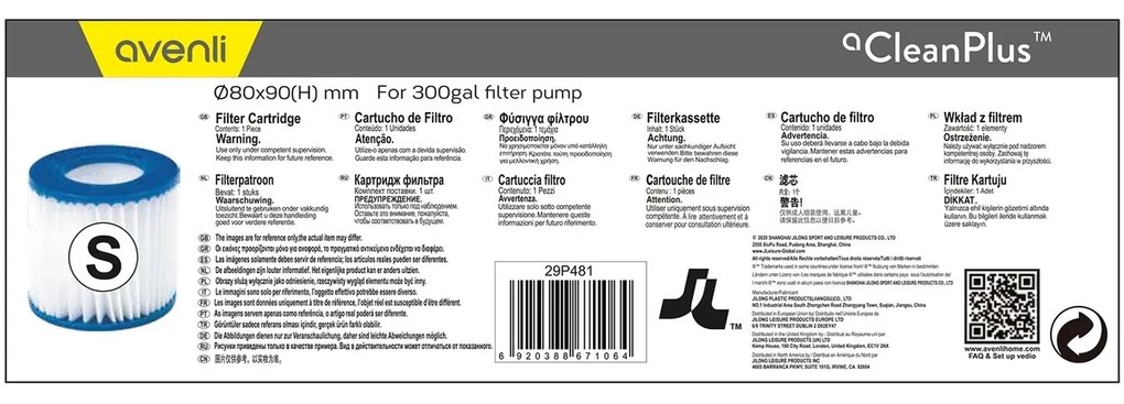 Cartuș filtrant Vetro-Plus, 9 x 8 cm