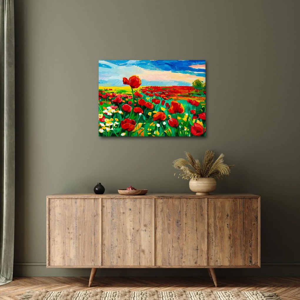 Tablou - Câmp cu maci (70x50 cm)