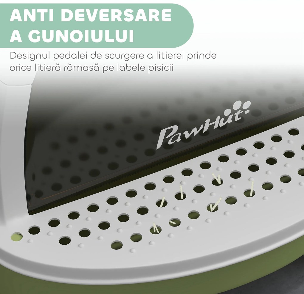 PawHut Litieră cu Capac, Tavă pentru Nisip tip Sertar cu Filtru de Carbon și Lopățică, 40,5x52x39 cm, Gri | Aosom Romania