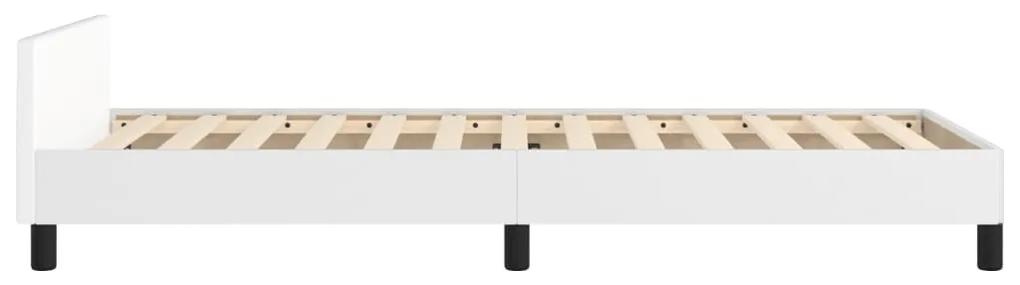 Cadru de pat cu tablie, alb, 90x190 cm, piele ecologica Alb, 90 x 190 cm, Design simplu