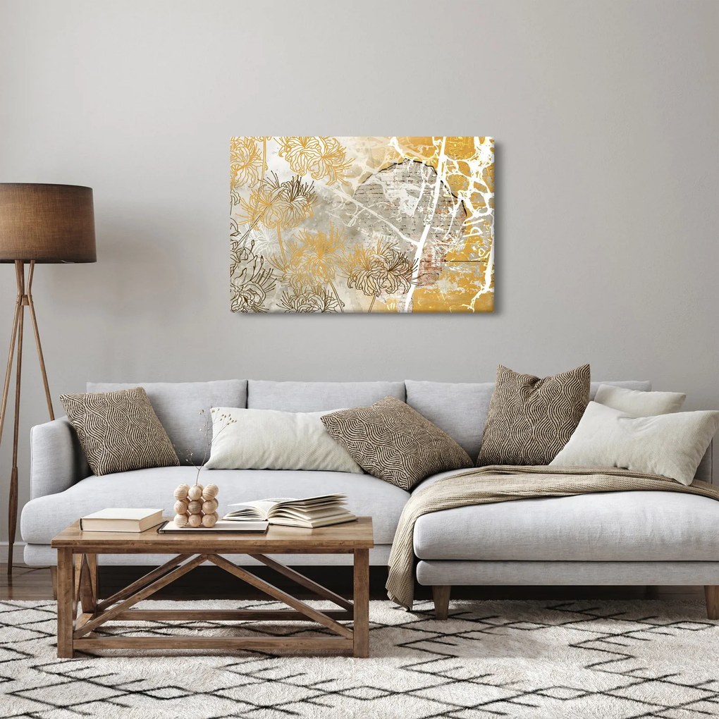 Tablou - Vintage perete cu flori (90x60 cm)