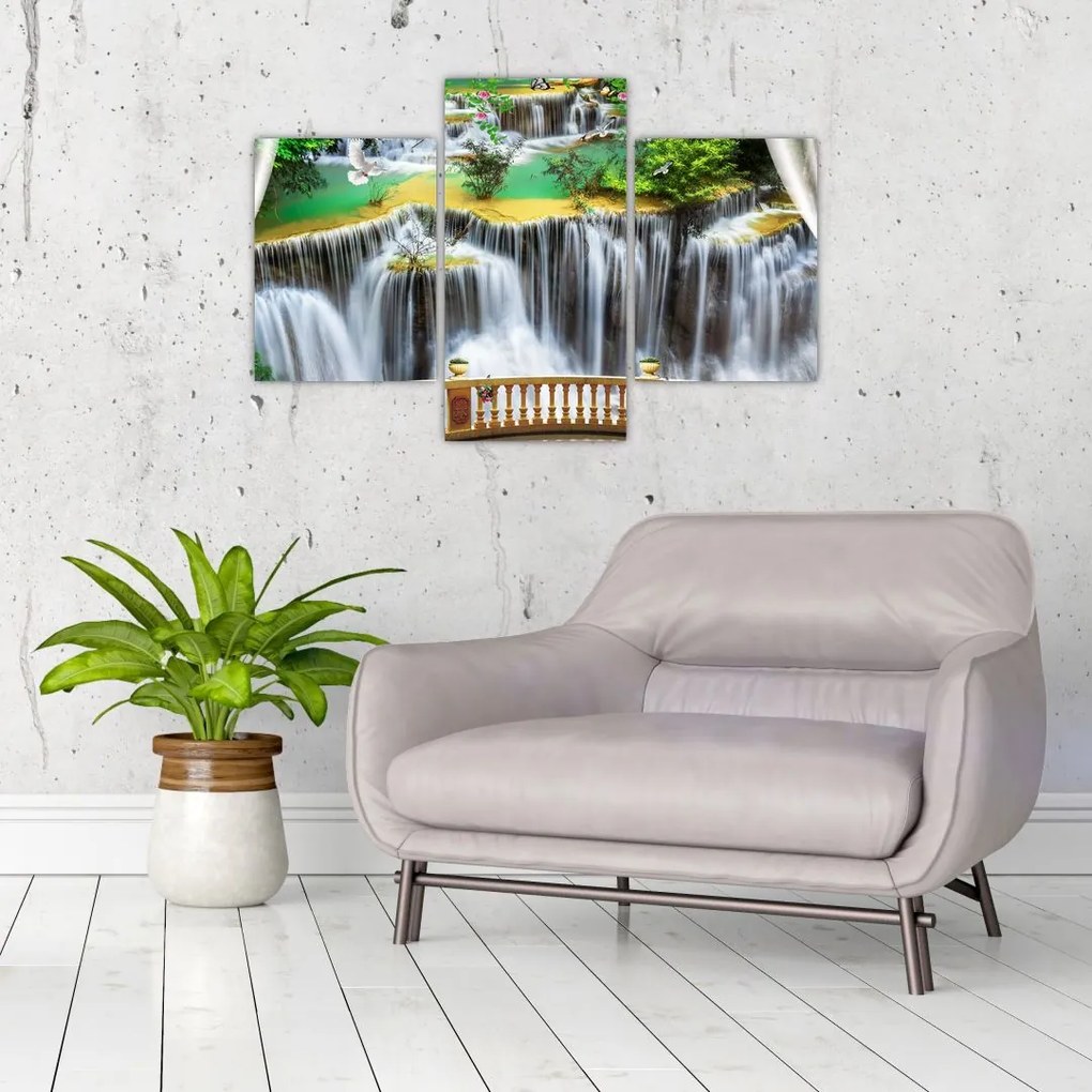 Tablou - Privire la cascade magice (90x60 cm)