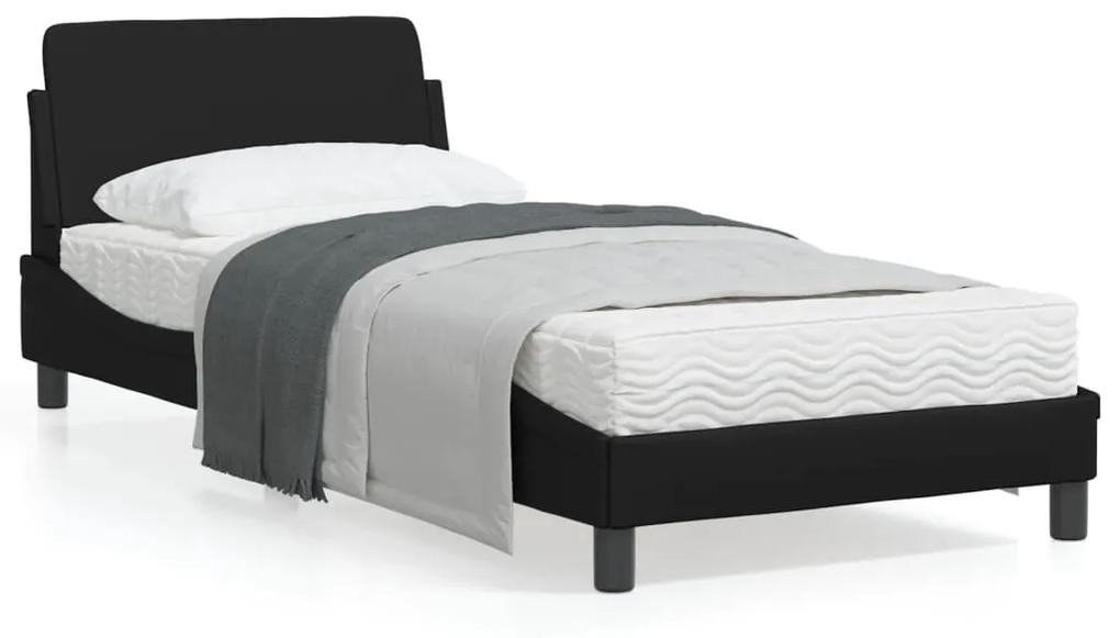 373118 vidaXL Cadru de pat cu tăblie, negru, 90x200 cm, piele ecologică