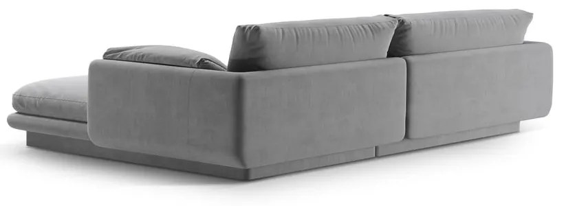 Colțar gri deschis cu tapițerie din catifea (cu colț pe partea stângă /cu șezlong) Torino – Micadoni