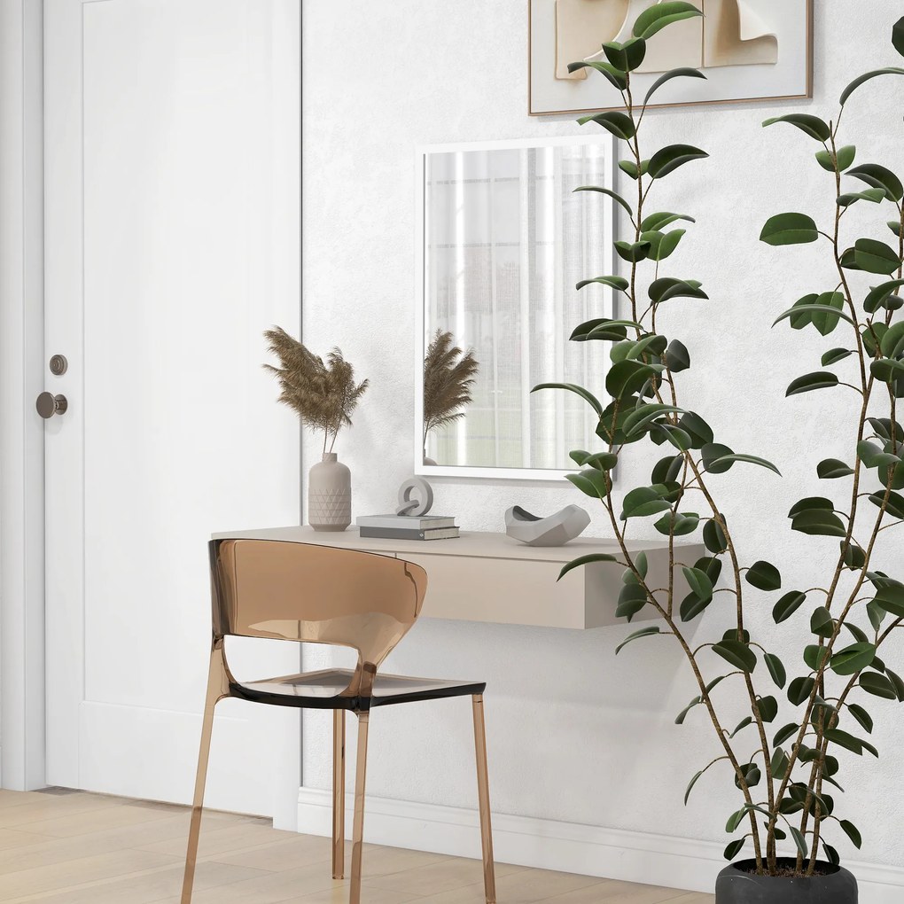 HOMCOM Oglindă Dreptunghiulară de Perete cu Cârlige, Sticlă și MDF, 60x80 cm, Negru | Aosom Romania