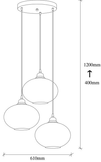 Lustră pe cablu SMOKED 3xE27/40W/230V