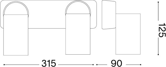 Ideal Lux - Spot LED de perete RUDY, 2x GU10, 7W, 230V, CRI 90, negru