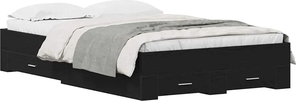 vidaXL Cadru de pat cu sertar Stejar Negru 120 x 190 cm Lemn compozit