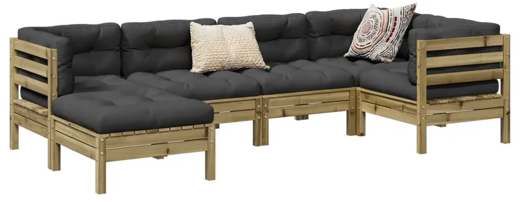 vidaXL Set canapele de grădină cu perne, 6 piese, lemn de pin tratat