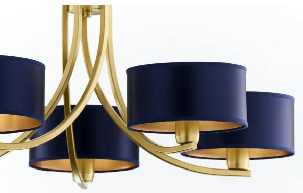 Jupiter 2094 - Candelabru ARTHUR suspendat cu lanț, 5xE27/15W/230V, albastru/auriu