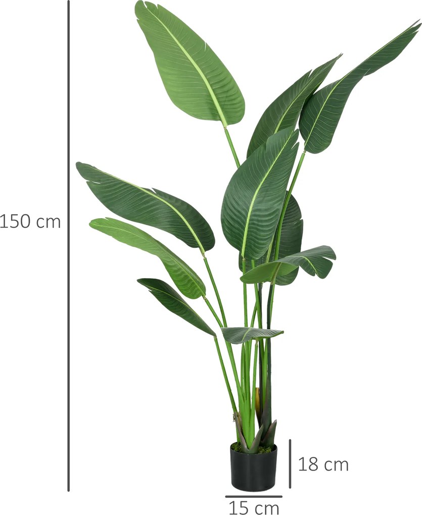 HOMCOM Palmierul Calatorilor Artificial de 5 metri Cu Ghiveci, Planta Artificiala, Pentru Decorarea Camerei De Zi, Biroului De Acasa | Aosom Romania