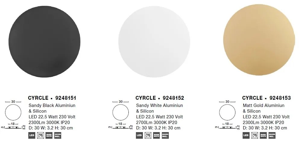 Aplica LED de perete design ambiental CYRCLE 30cm alba